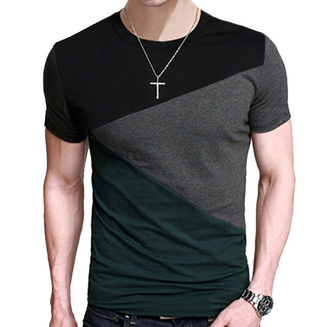 Brand 2018 Male Short Sleeve T Shirt O-Neck Men T-Shirt Hip-Hop Simple Splicing Tee Tops Shirt Male T Shirts XXXL 5363